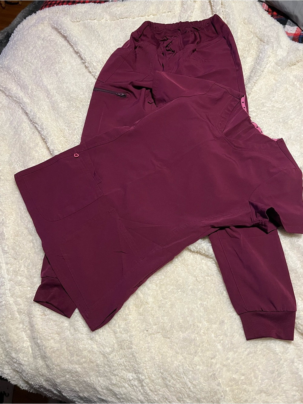 Med Couture Women’s Burgundy Jogger Scrub Set